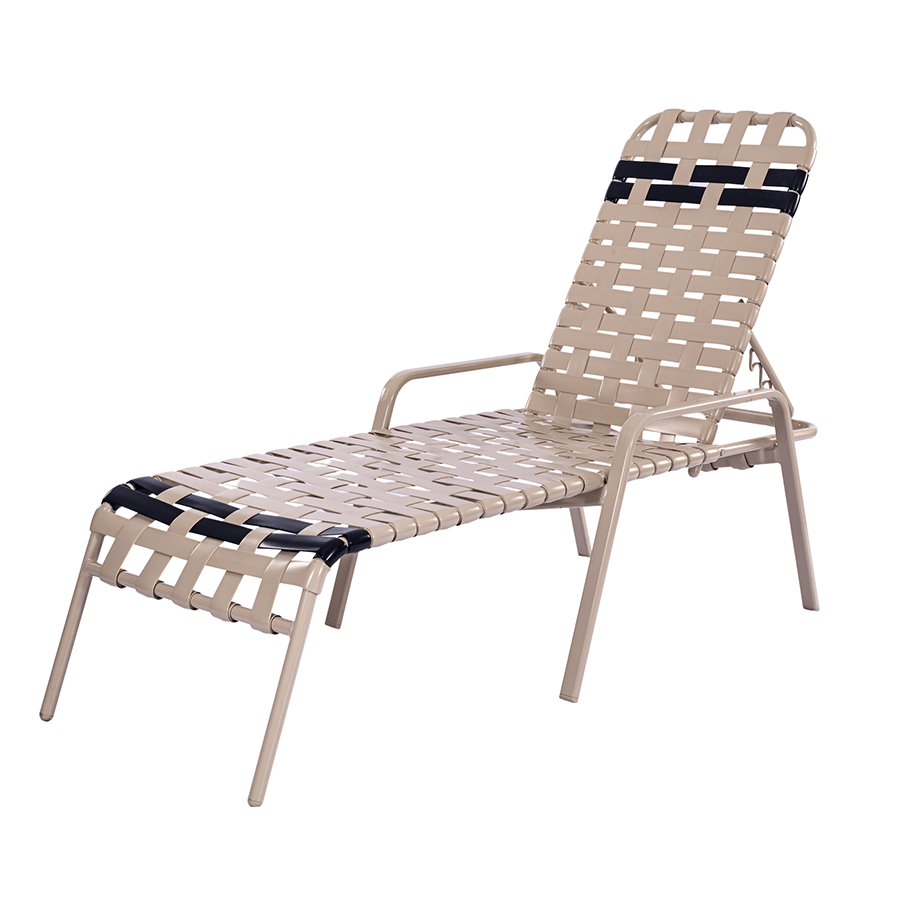 Resort Club Crossweave Vinyl Strap Chaise Lounge - 16” Seat Height
